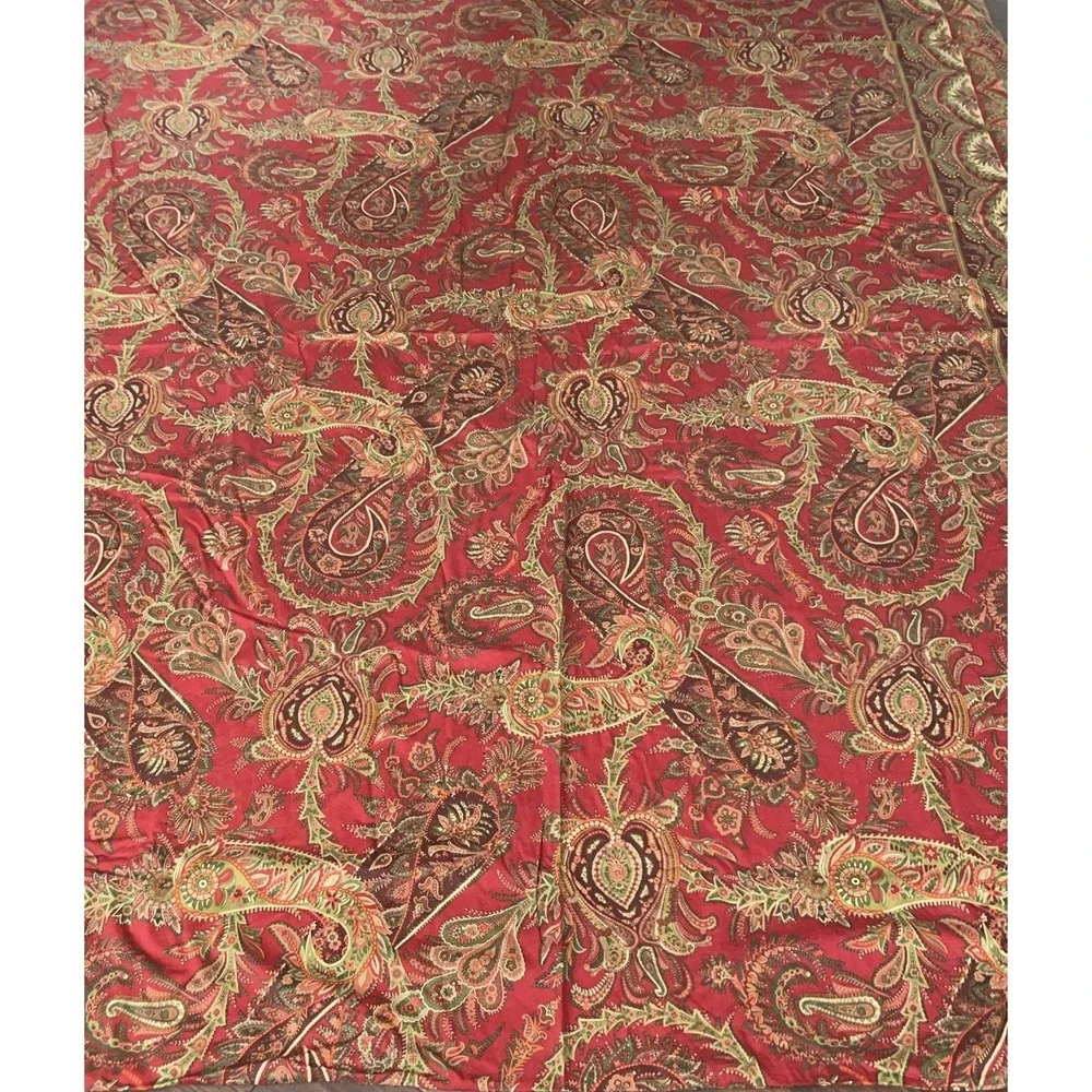 Pottery Barn Caroline Red Paisley King Duvet Cover Cotton With Two Shams